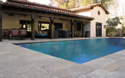 Anigre Sandstone paving and pool coping - natural cleft finish