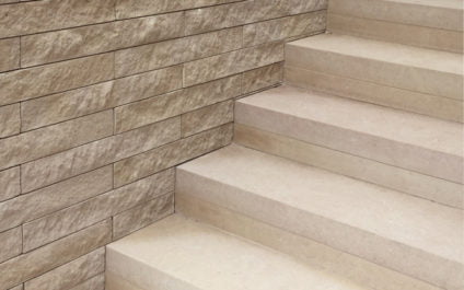 auberge limestone split face monolithic stairs