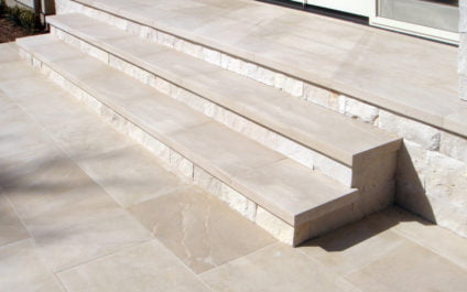 devonshire limestone stratum paving, stairs