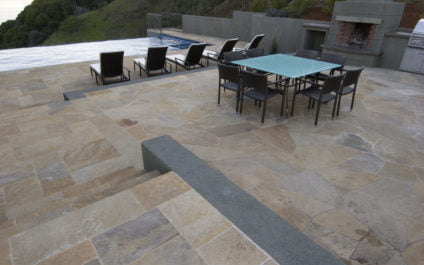 russet sandstone select natural cleft paving, pool coping